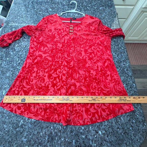 New Directions Red Velvet Burnout Tunic Top – XL - Picture 7 of 9